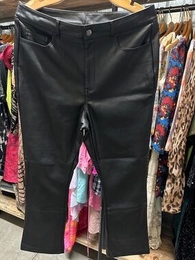 Black Faux Leather Pull-On Pants